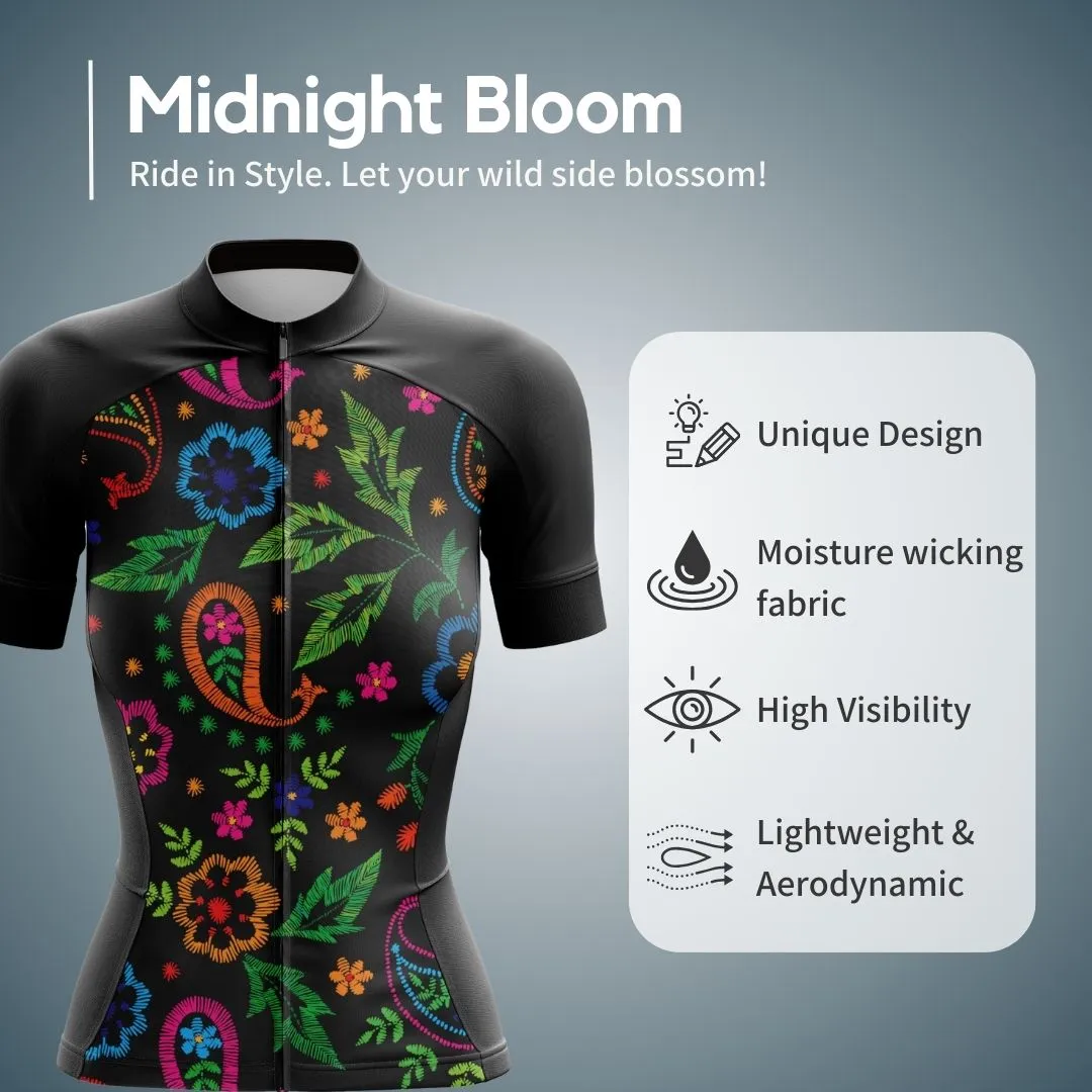 Midnight Bloom | Women's Short Sleeve Cycling Set