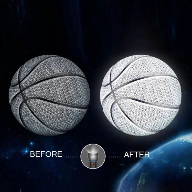 MILACHIC Number 7 Holographic Reflective Basketball Visible at Night Rainbow Star Basketball(White Lingge 6726)