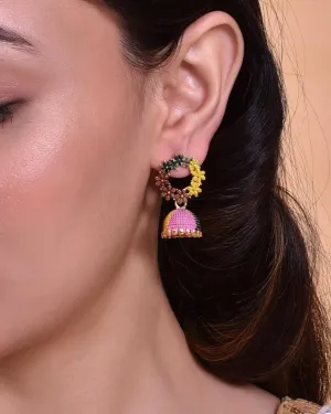 Multi Color Contemporary Jhumka Earrings - Voj