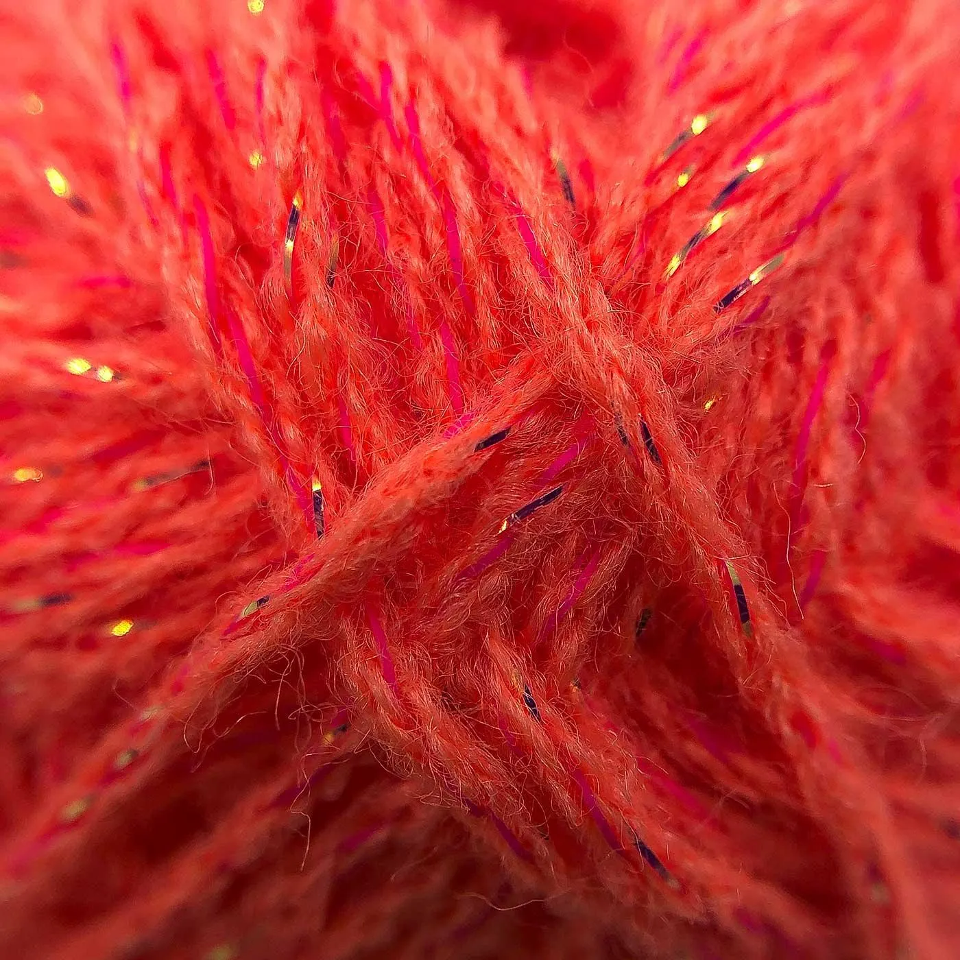 Orange-Red Acrylic Metallic Glow Yarn – Perfect for Christmas Crochet