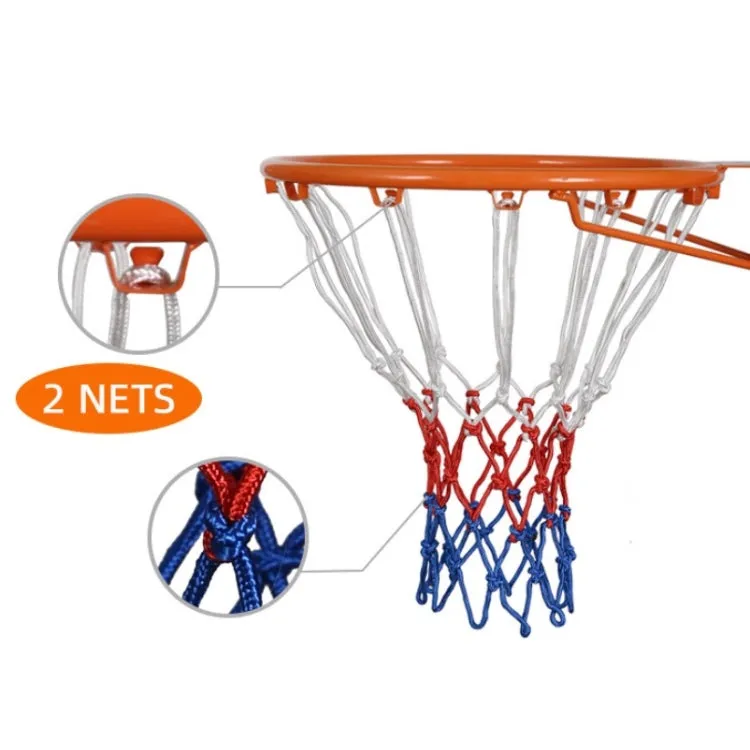 Outdoor Round Rope Basketball Net, Colour: 5.0mm Heavy Polyester(White Red Blue)