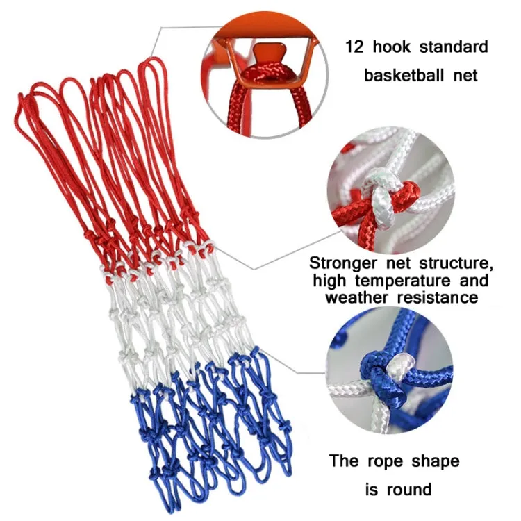 Outdoor Round Rope Basketball Net, Colour: 5.0mm Heavy Polyester(White Red Blue)