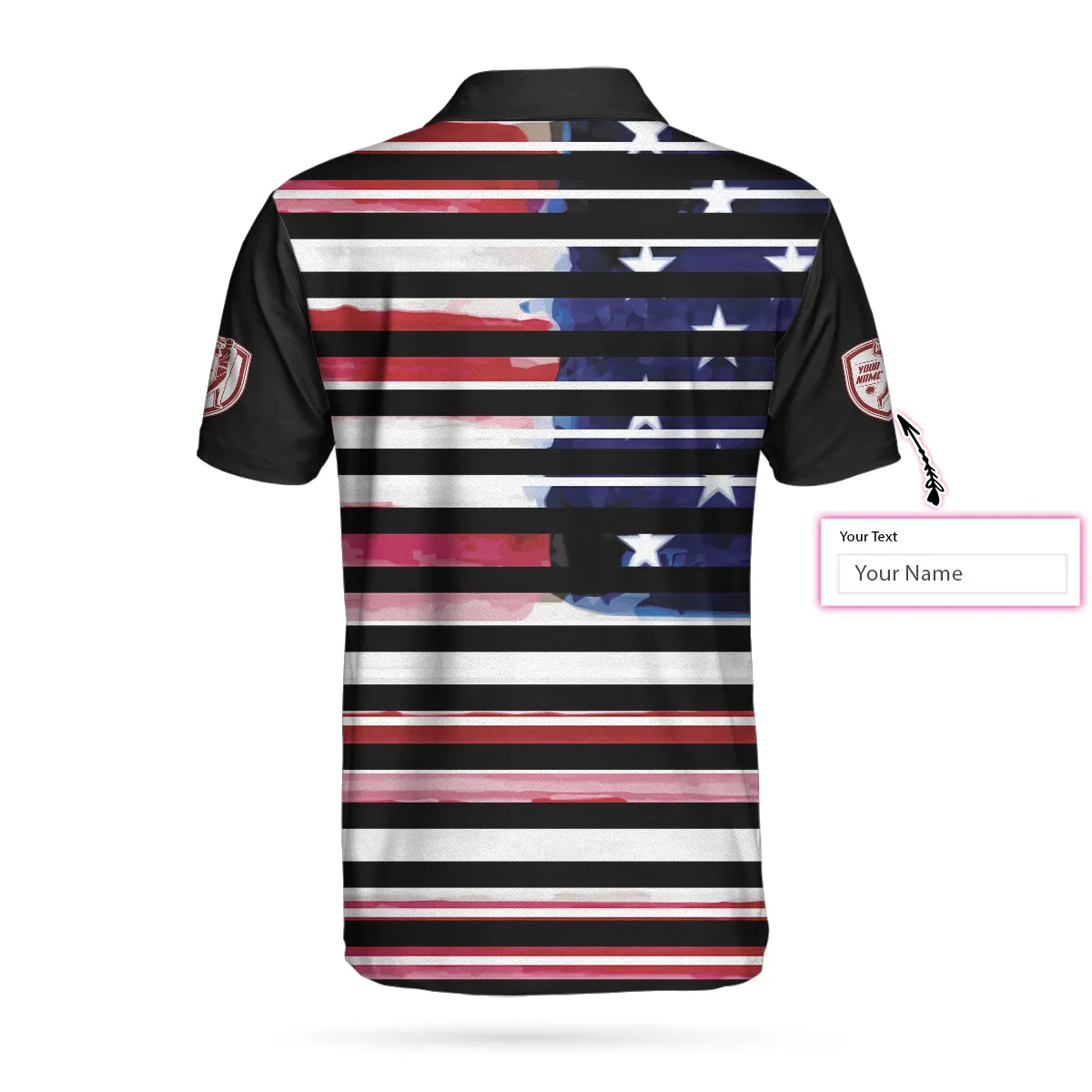 Personalized Vintage American Flag Polo Shirt, Horizontal Stripe Wet Paint Us Flag Polo Shirt, Golf Shirt For Men Coolspod