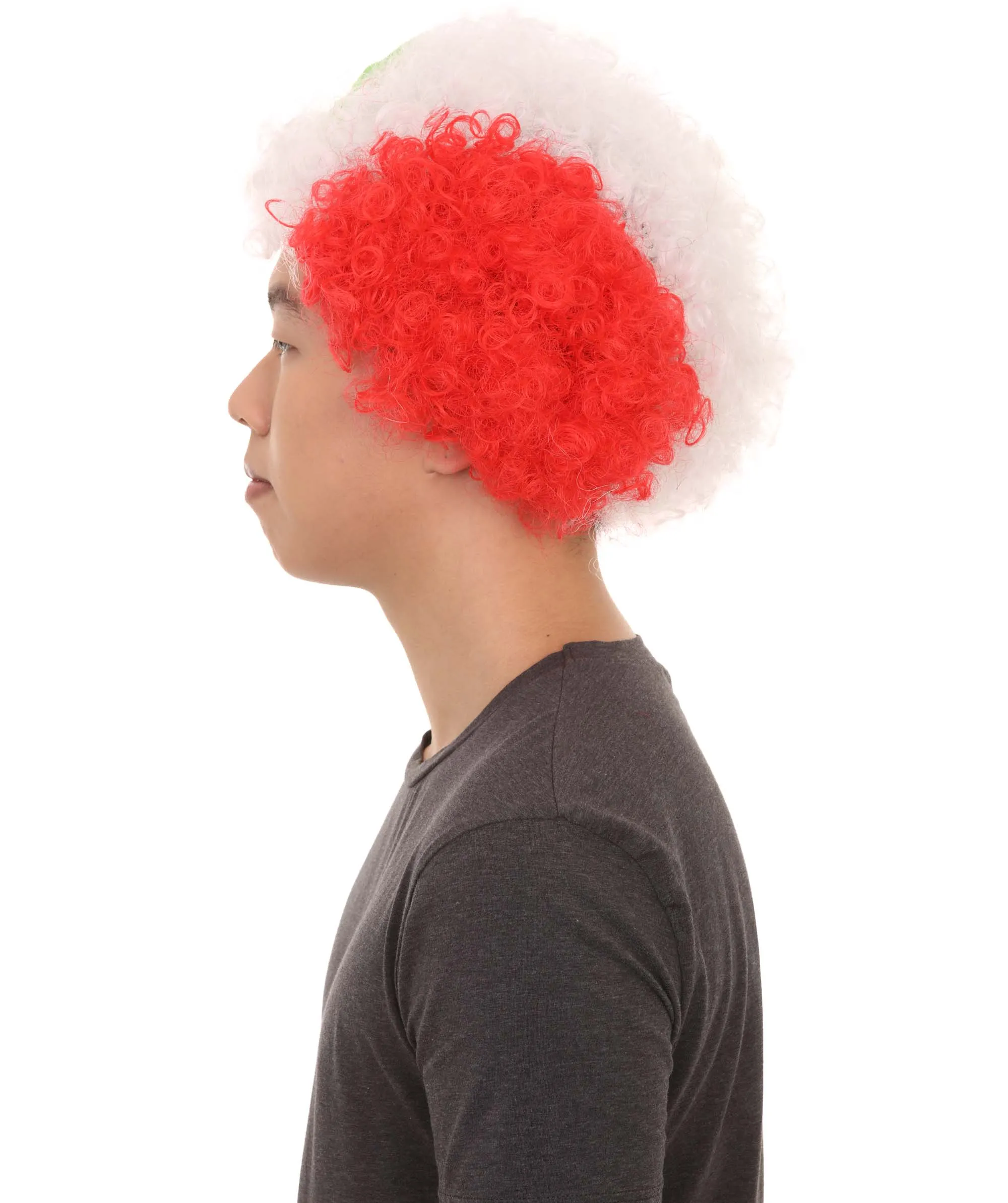 Peru Flag Sport Afro Wig |  Jumbo Red White Wig