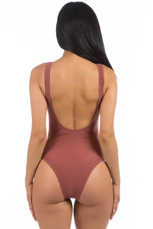 Pleated Cross Gathering Low V One Piece