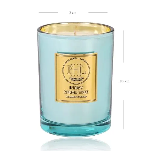 Pure Home   Living Indigo Neroli Tree Scented Wax Filled Jar Candle - Blue