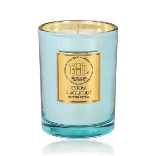 Pure Home   Living Indigo Neroli Tree Scented Wax Filled Jar Candle - Blue