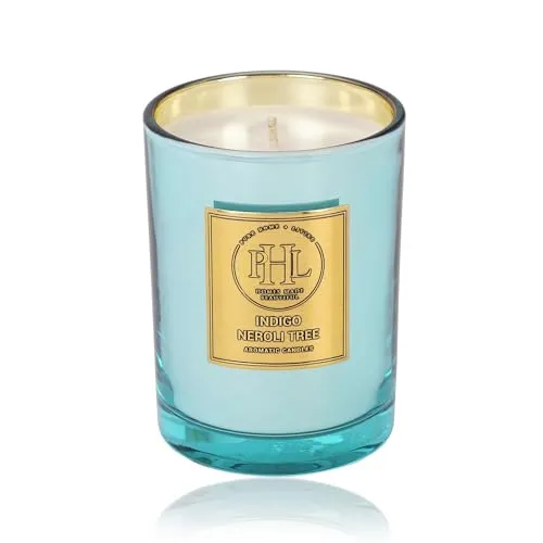 Pure Home   Living Indigo Neroli Tree Scented Wax Filled Jar Candle - Blue