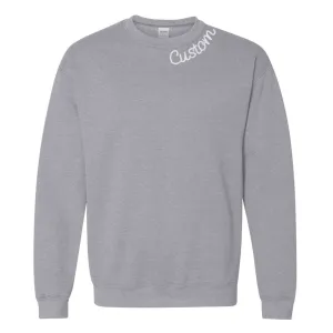 Sport Heather Gray Custom Embroidered Crewneck Sweatshirt - Personalized Chain Stitch