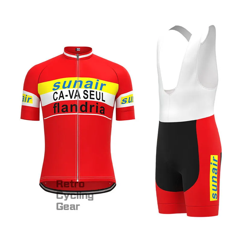 sunair Red-Yellow Retro Long Sleeve Cycling Kit