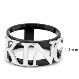 Two-Tone IP Black (Ion Plating) Stainless Steel Ring with No Stone for Women Style TK3583