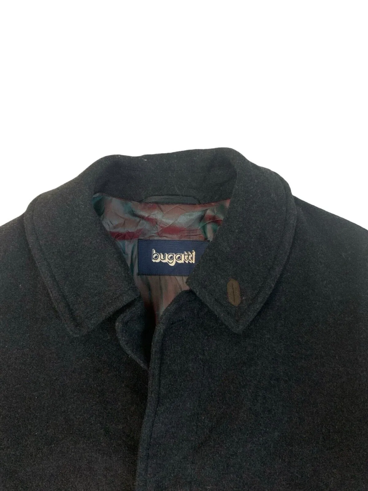 VINTAGE BUGATTI OVERCOAT CHARCOAL GREY BLACK SIZE L