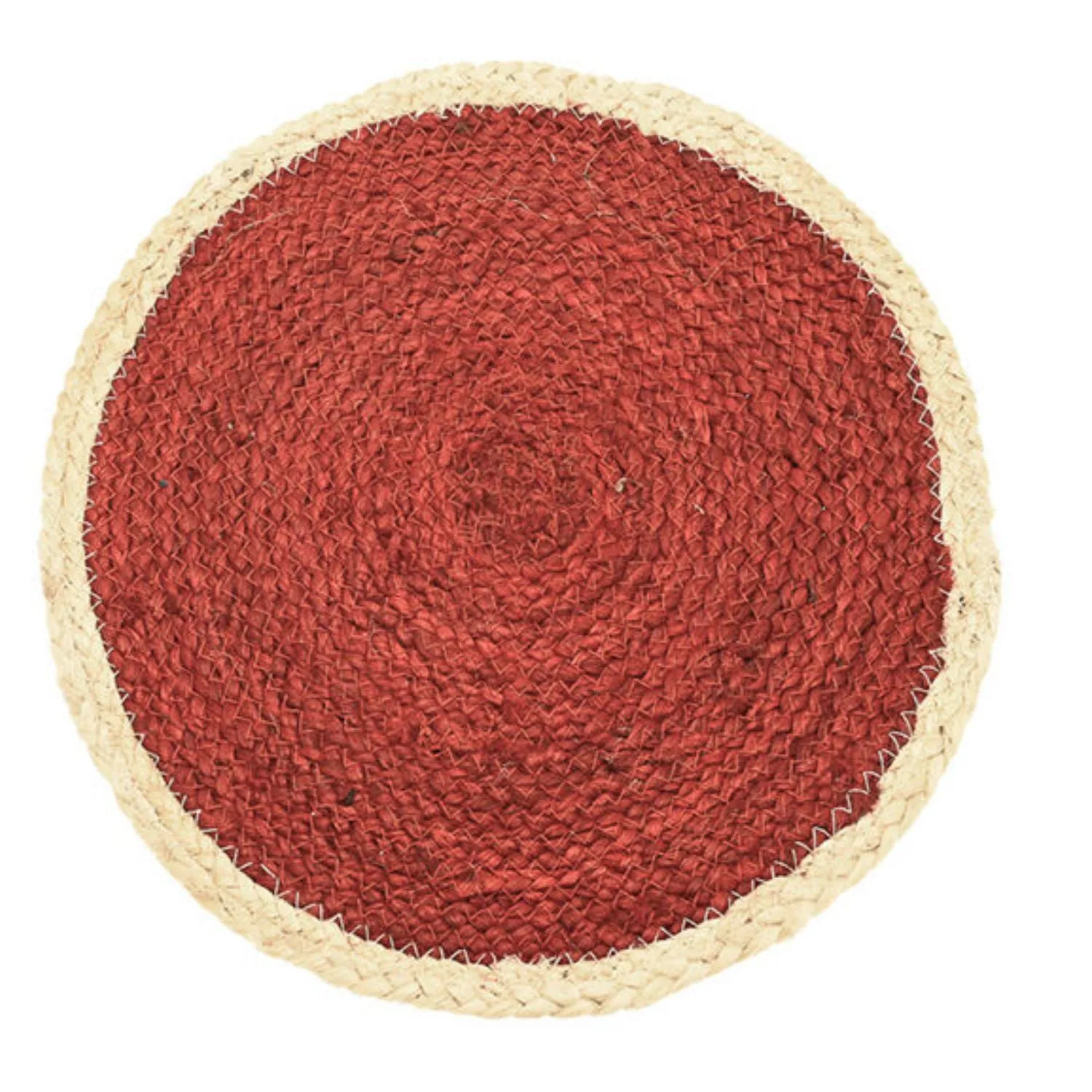 Walton & Co 35cm Red Circular Jute Placemat With Border