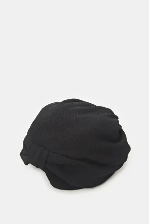 Women Black Solid Twisted Turban