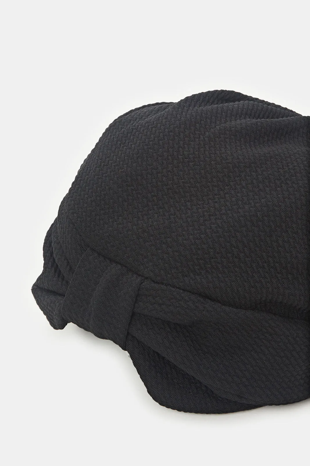 Women Black Solid Twisted Turban