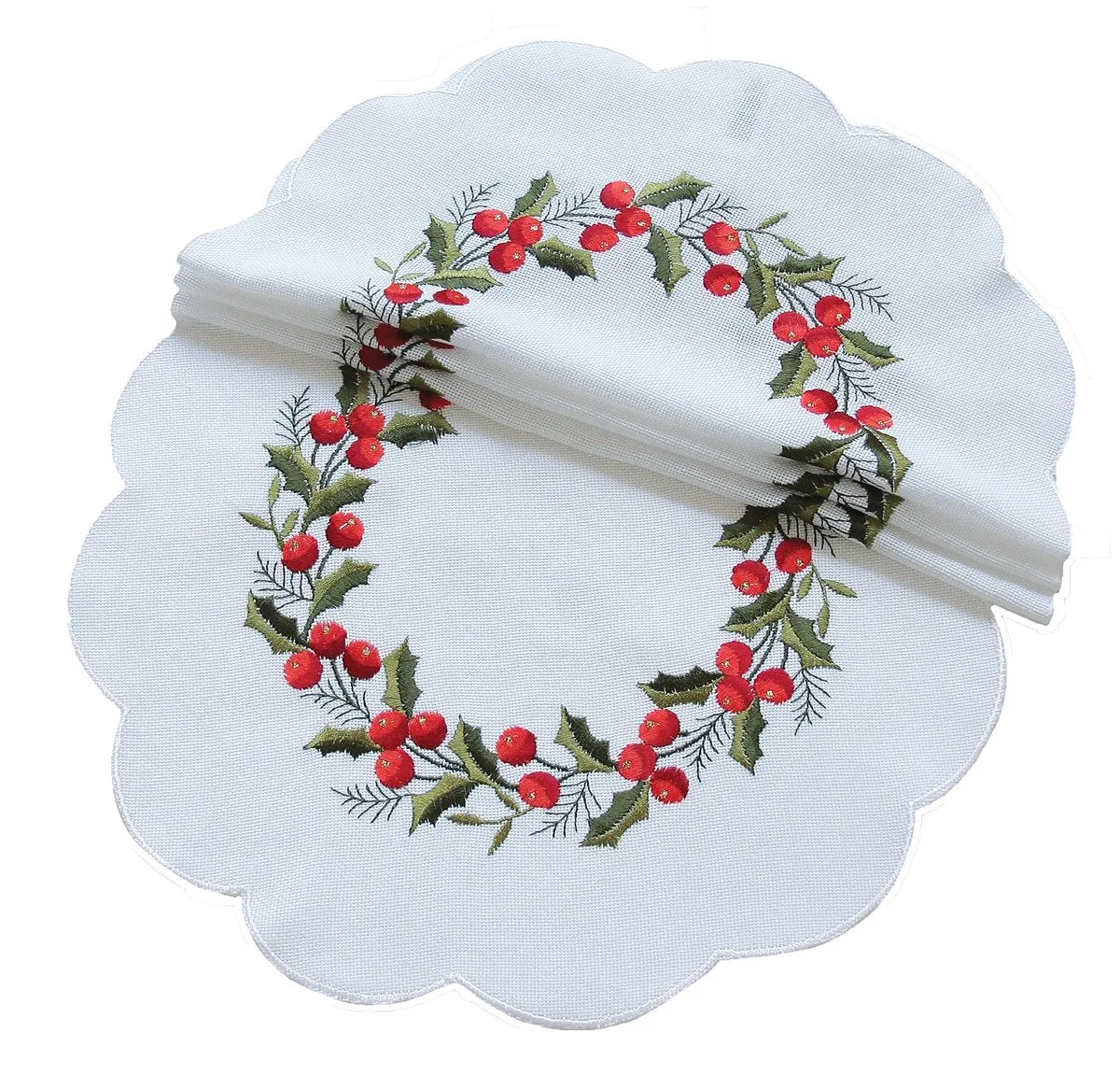 XD108059 Holly Berry Doilies, Set of 4