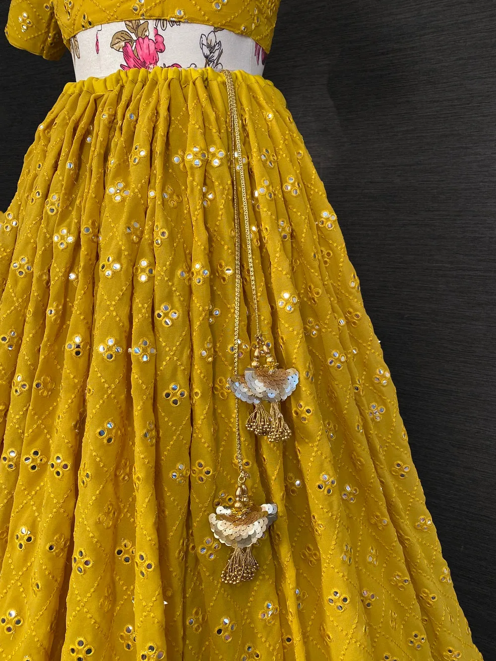 Yellow Color Embroidered Georgette Lehenga Sets